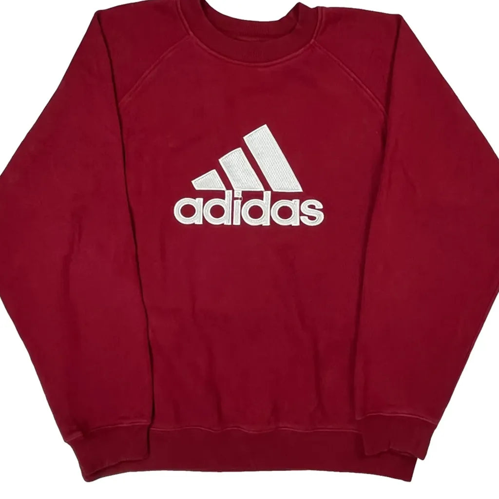 Adidas Raglan Graphic Sweatshirt - XL Red Cotton