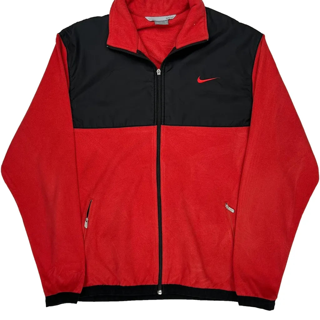 Nike Fleece Jacket - XL Red Polyester