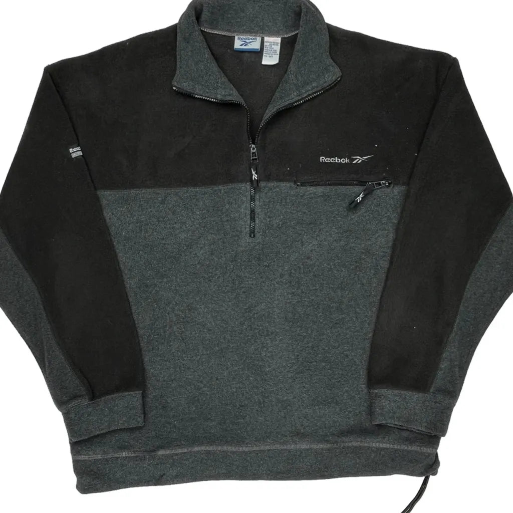 Reebok 1/4 Zip - Large Gray Polyester