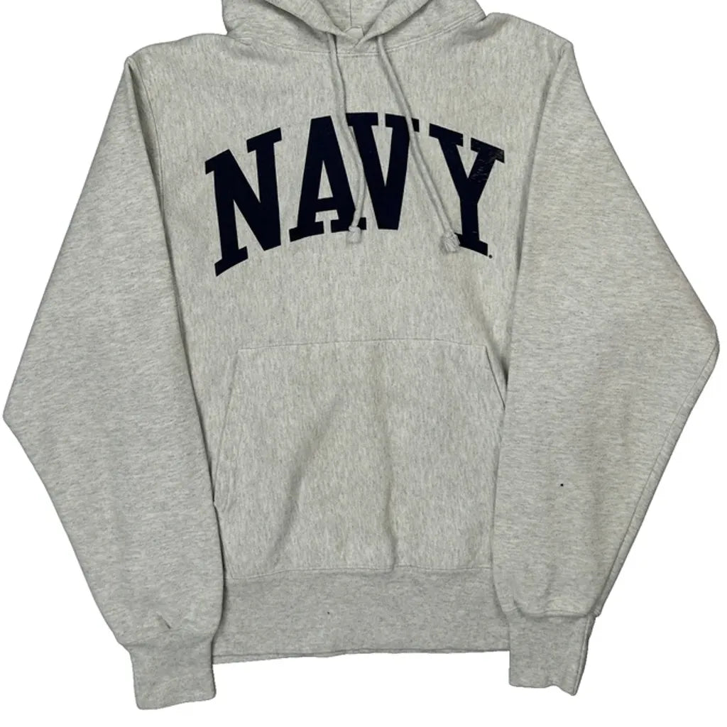 Reverse Weave Champion College Hoodie - Small Gray Cotton