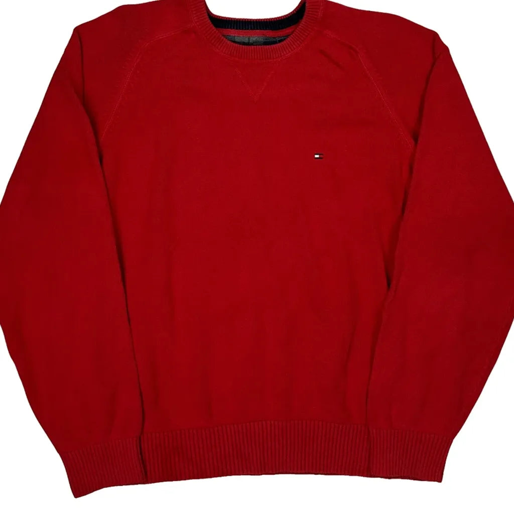 Tommy Hilfiger Raglan Sweater - XL Red Cotton