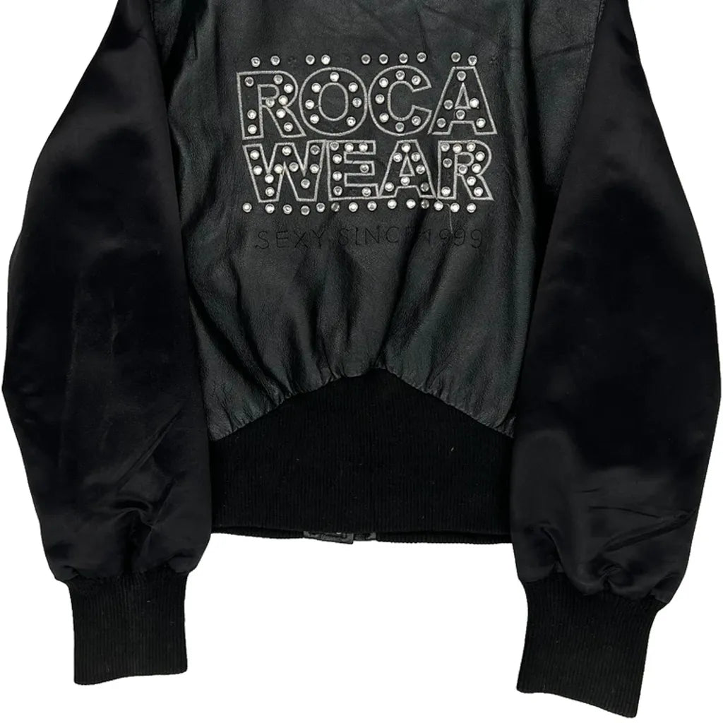 Rocawear Studded Bomber Jacket - Large Black Polyester