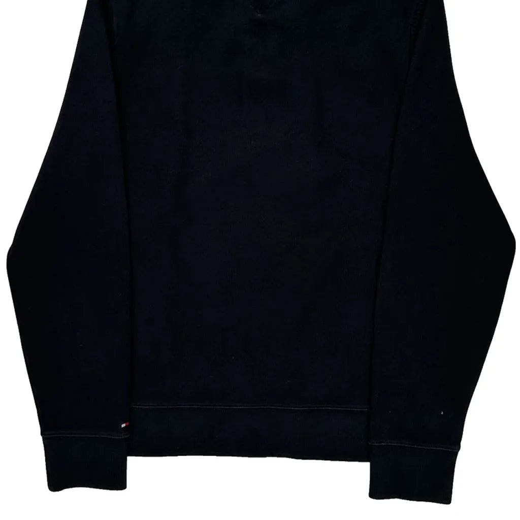 Tommy Hilfiger Spellout 1/4 Zip - Small Black Cotton