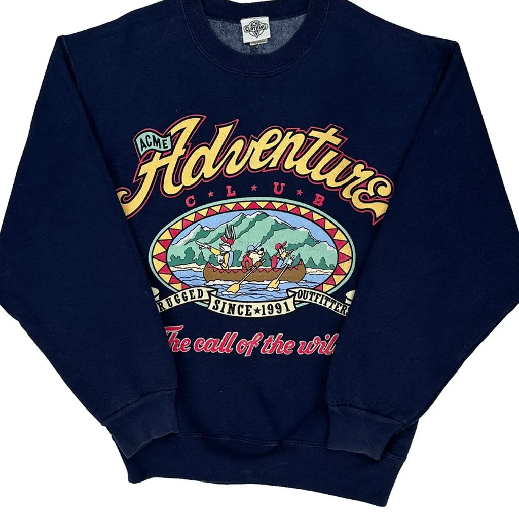 Acme Clothing Graphic Sweatshirt - Medium Navy Cotton