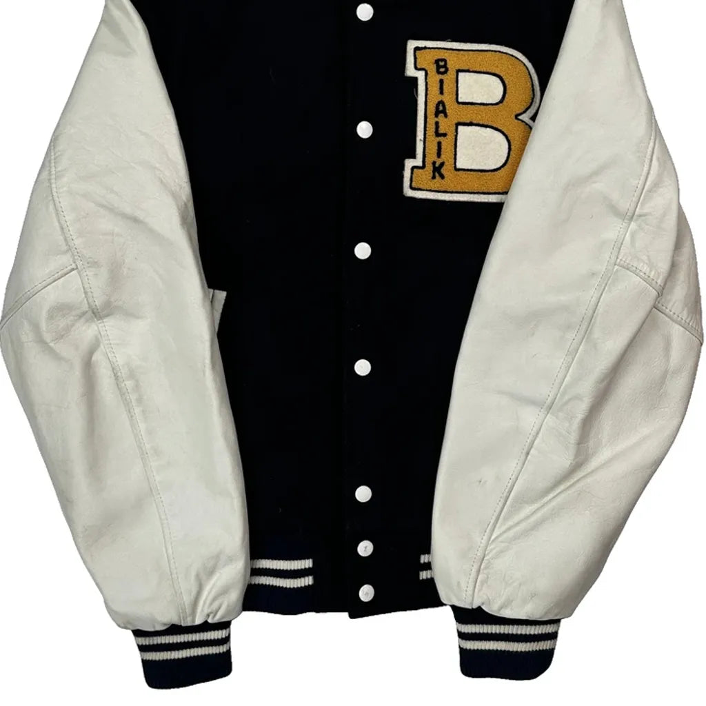 Bialik High School Bhs College Varsity Jacket - Medium Black Wool Blend