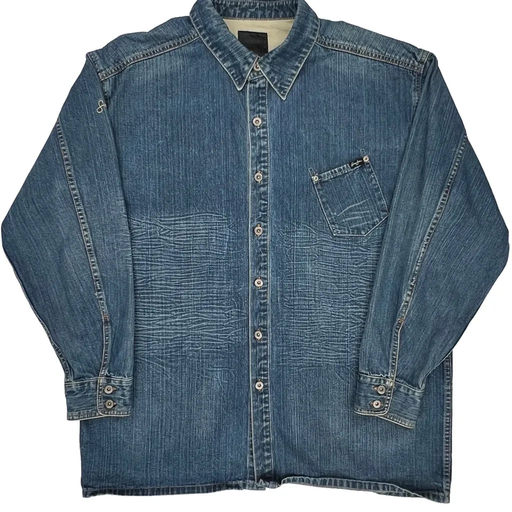 Sean John Oversized Denim Shirt - XL Blue Cotton