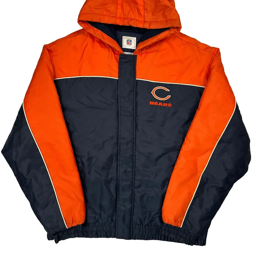 Bears Nfl Football Jacket - Large Orange Nylon