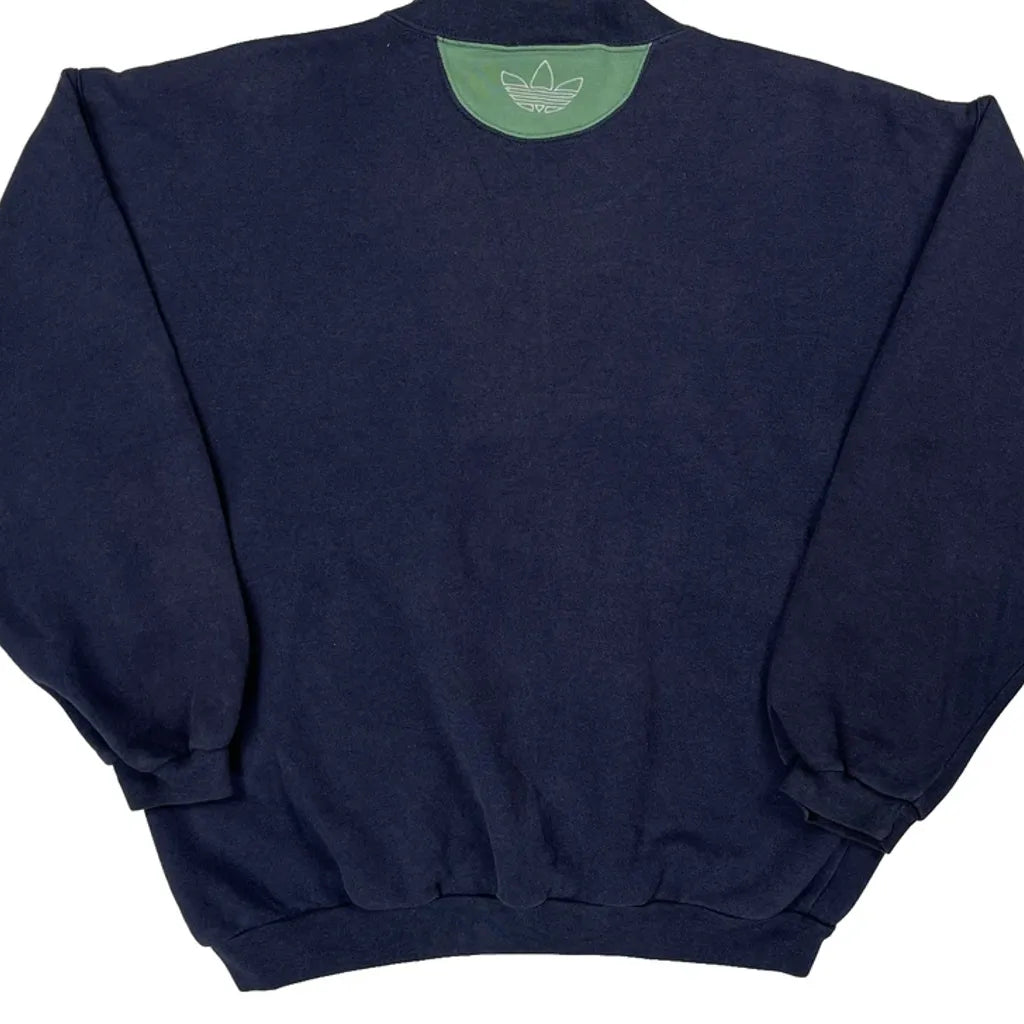 90S Color Block Adidas Two Tone Spellout Sweatshirt - Small Gray Cotton
