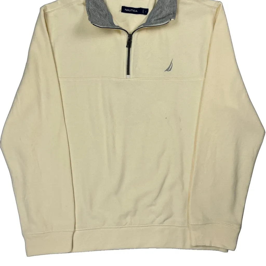 Nautica 1/4 Zip - Large Cream Cotton