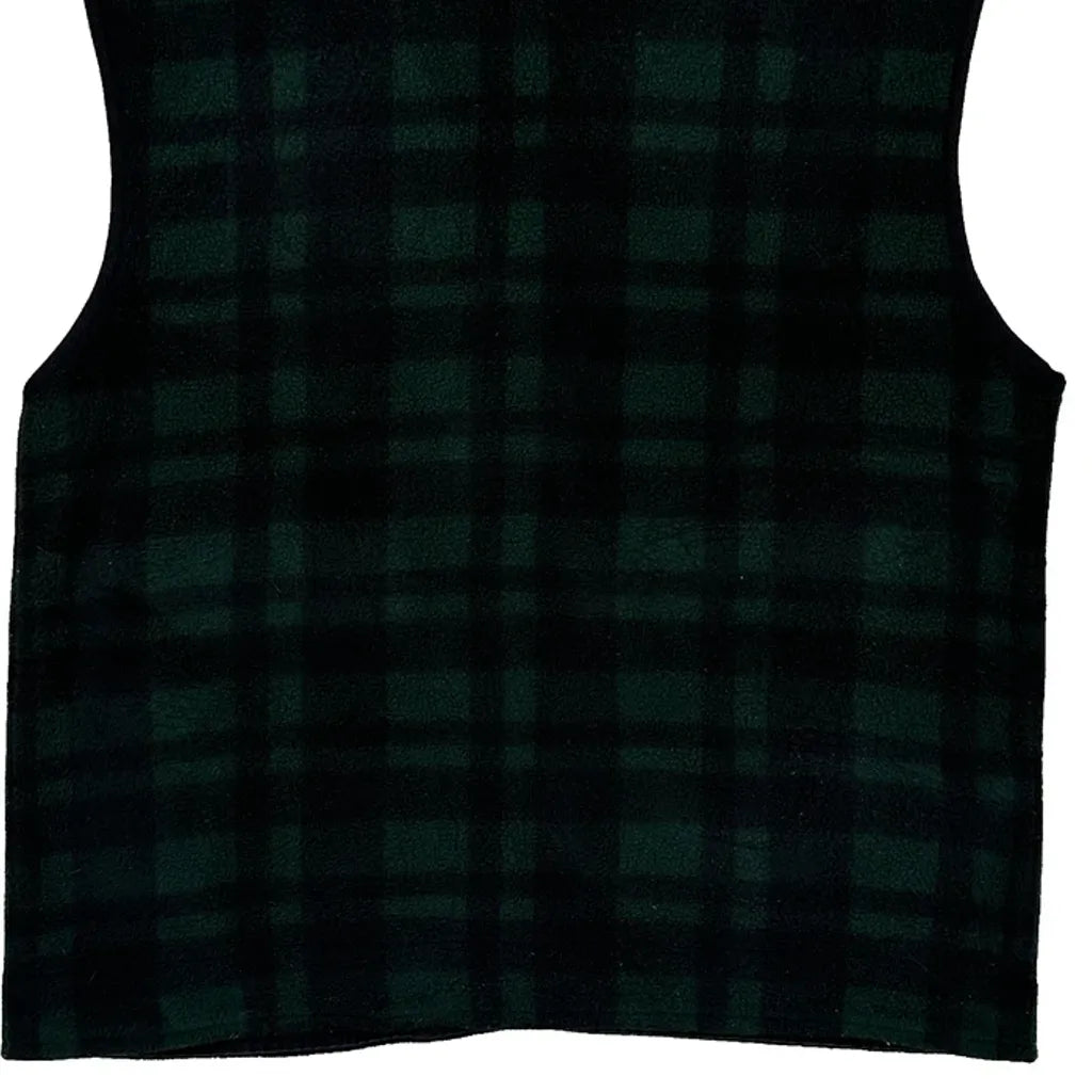 Disney Checked Fleece Vest - Small Green Polyester