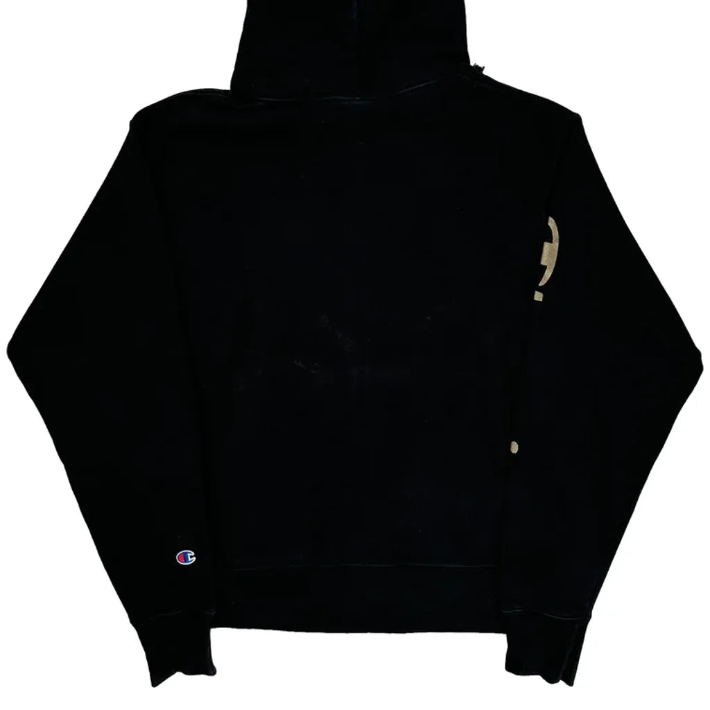 Reverse Weave Champion Spellout Hoodie - Medium Black Cotton Blend