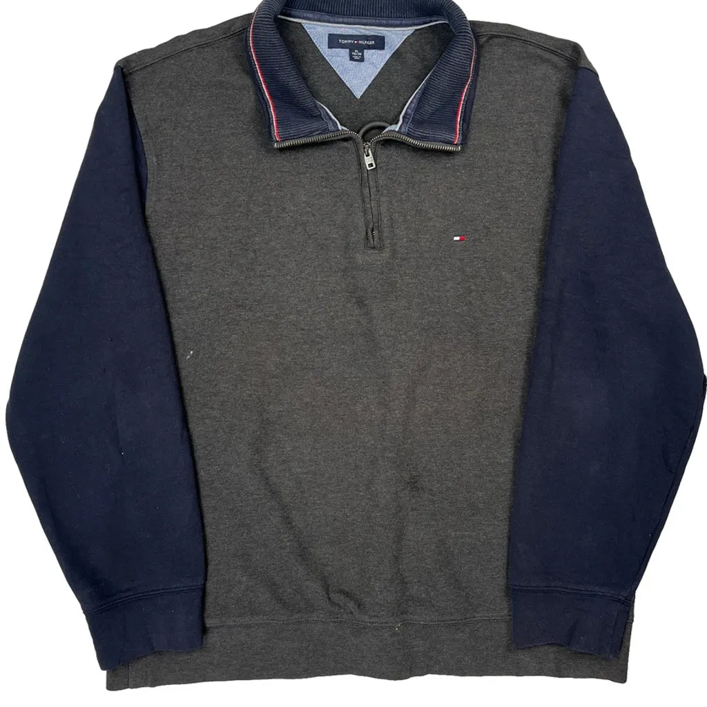 Tommy Hilfiger Collared 1/4 Zip - XL Gray Cotton