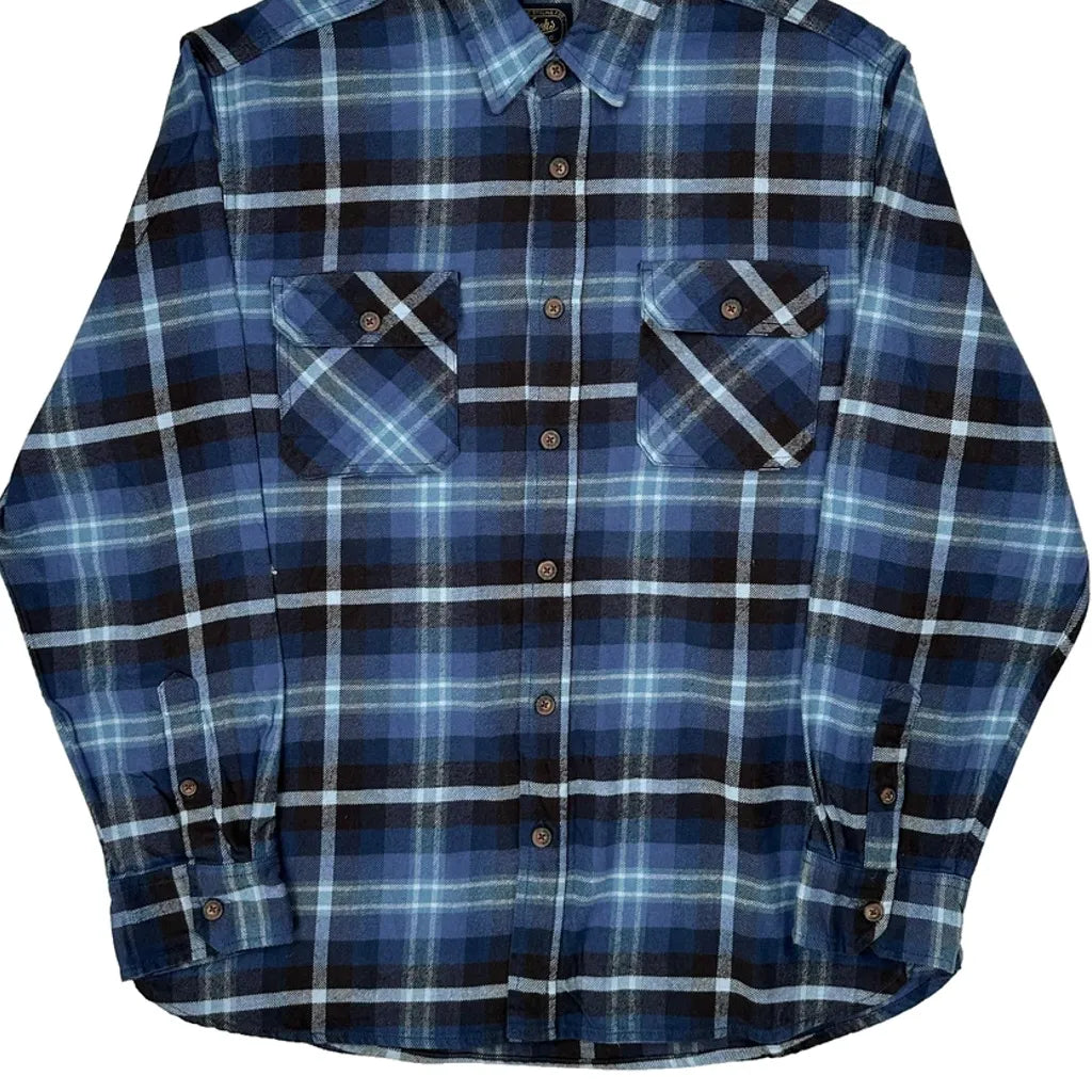Jachs Checked Flannel Shirt - XL Blue Cotton