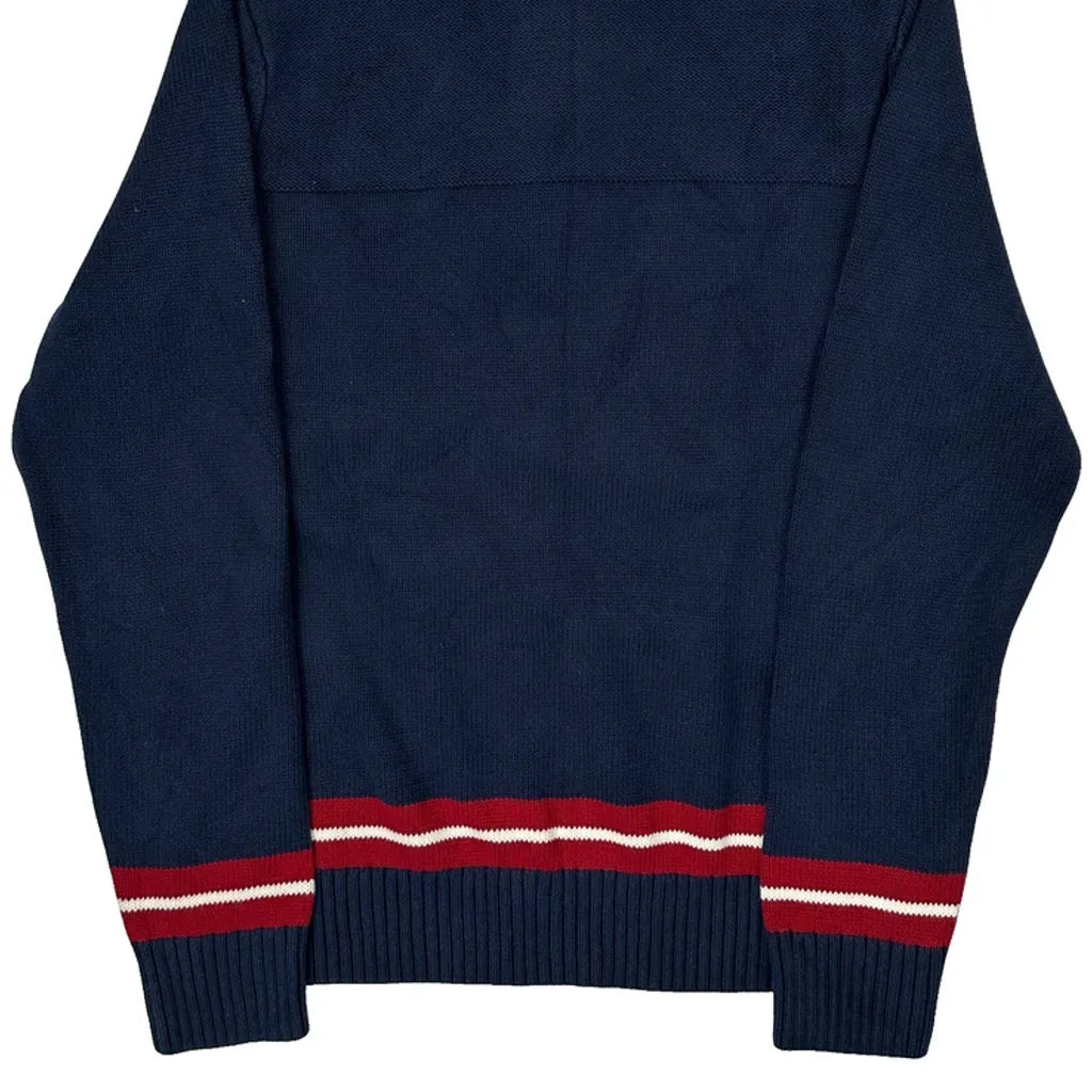 Tommy Hilfiger Striped Sweater - Large Navy Cotton
