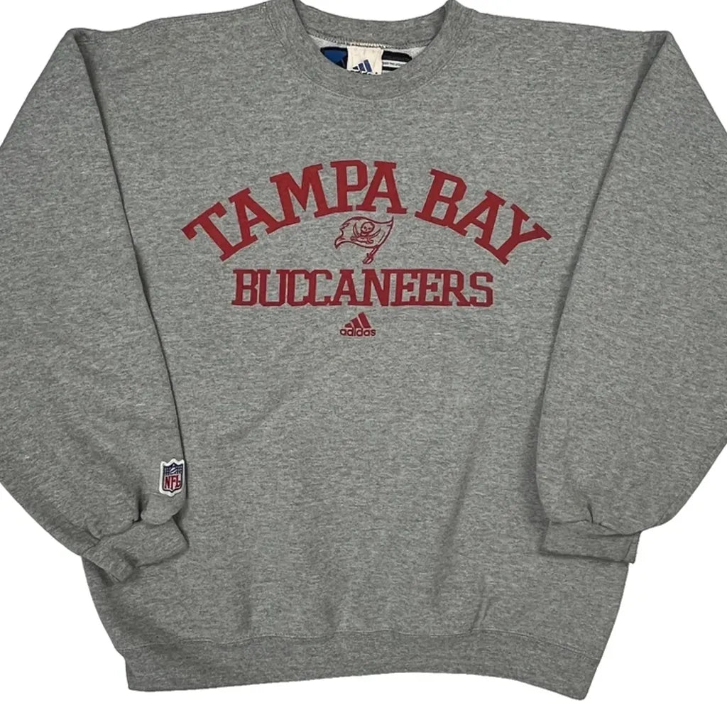 90S Tampa Bay Buccaneers Adidas Nfl Graphic Sweatshirt - Medium Gray Cotton Blend