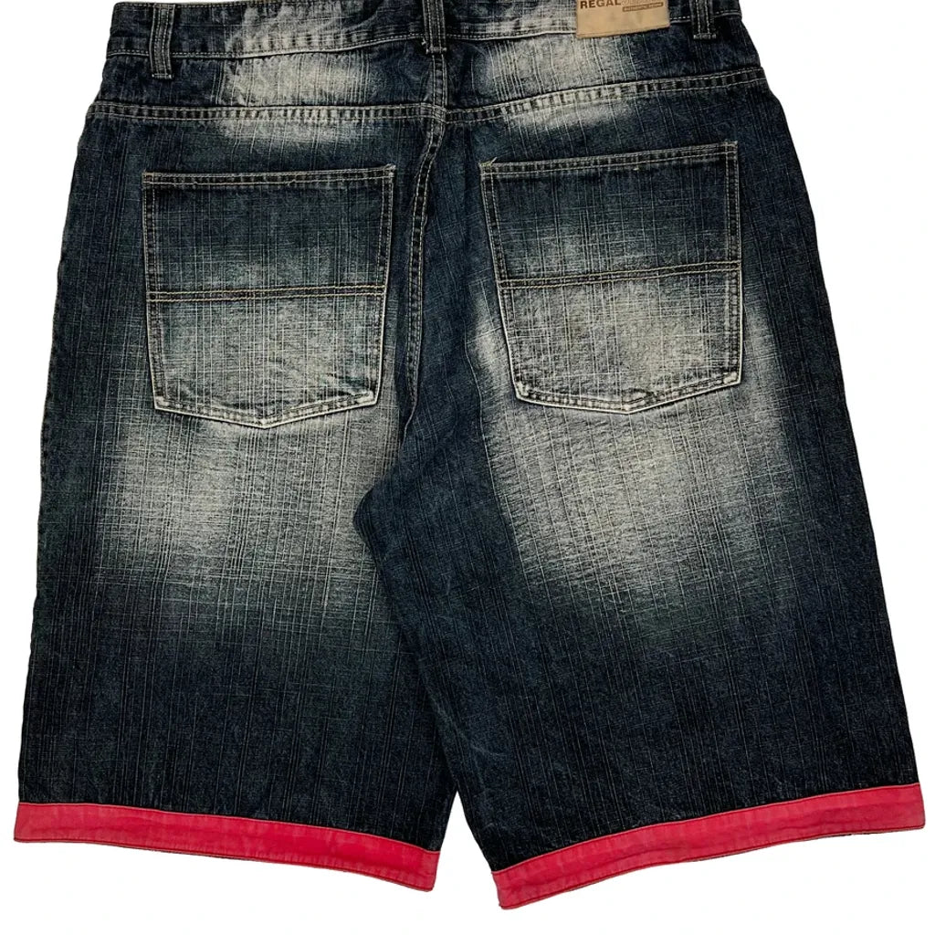Regal Baggy Denim Shorts - 38W 15L Dark Wash Denim