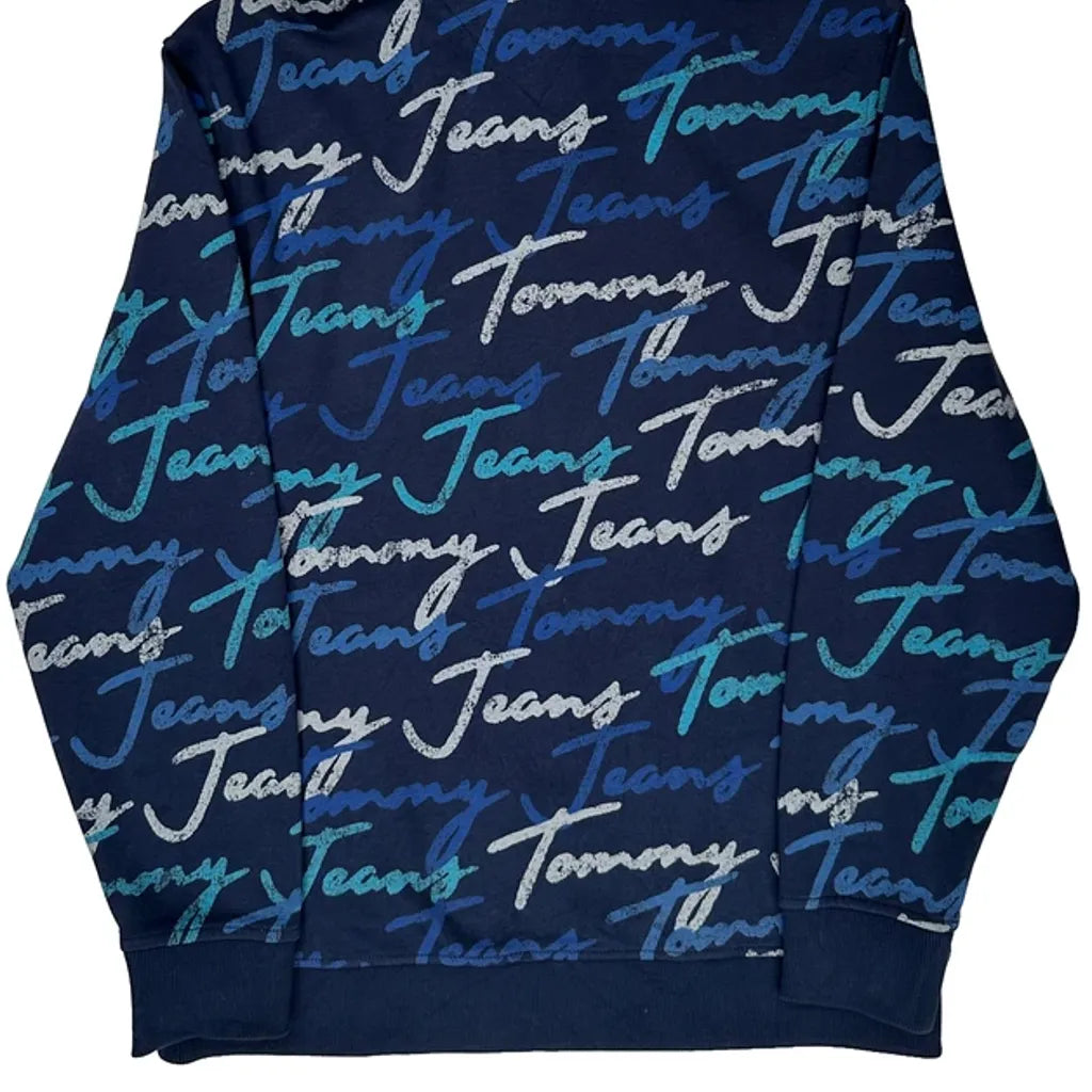 Tommy Jeans Hoodie - Medium Blue Cotton