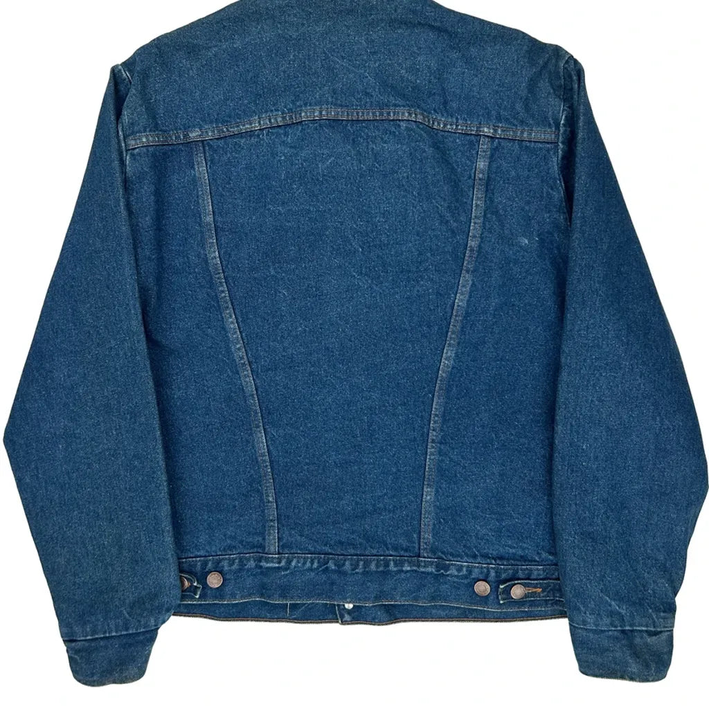 1980s Wrangler Checked Denim Jacket - Large Blue Cotton