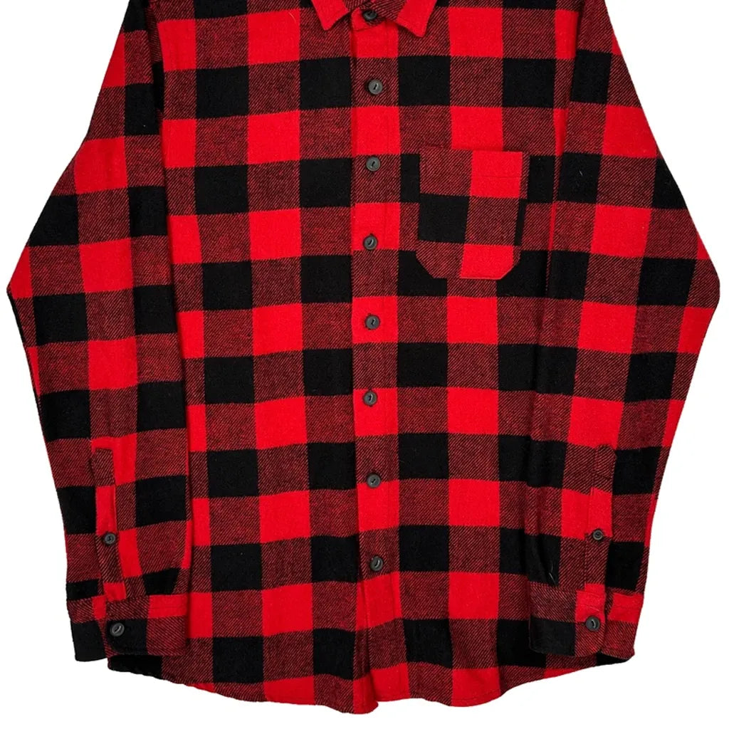 Defacto Checked Flannel Shirt - Medium Red Cotton