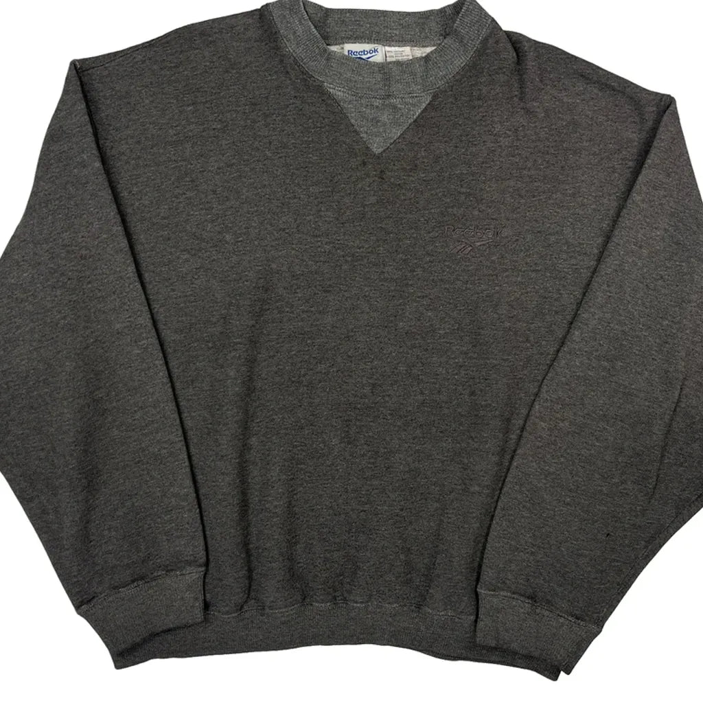 Reebok Sweatshirt - Large Gray Cotton