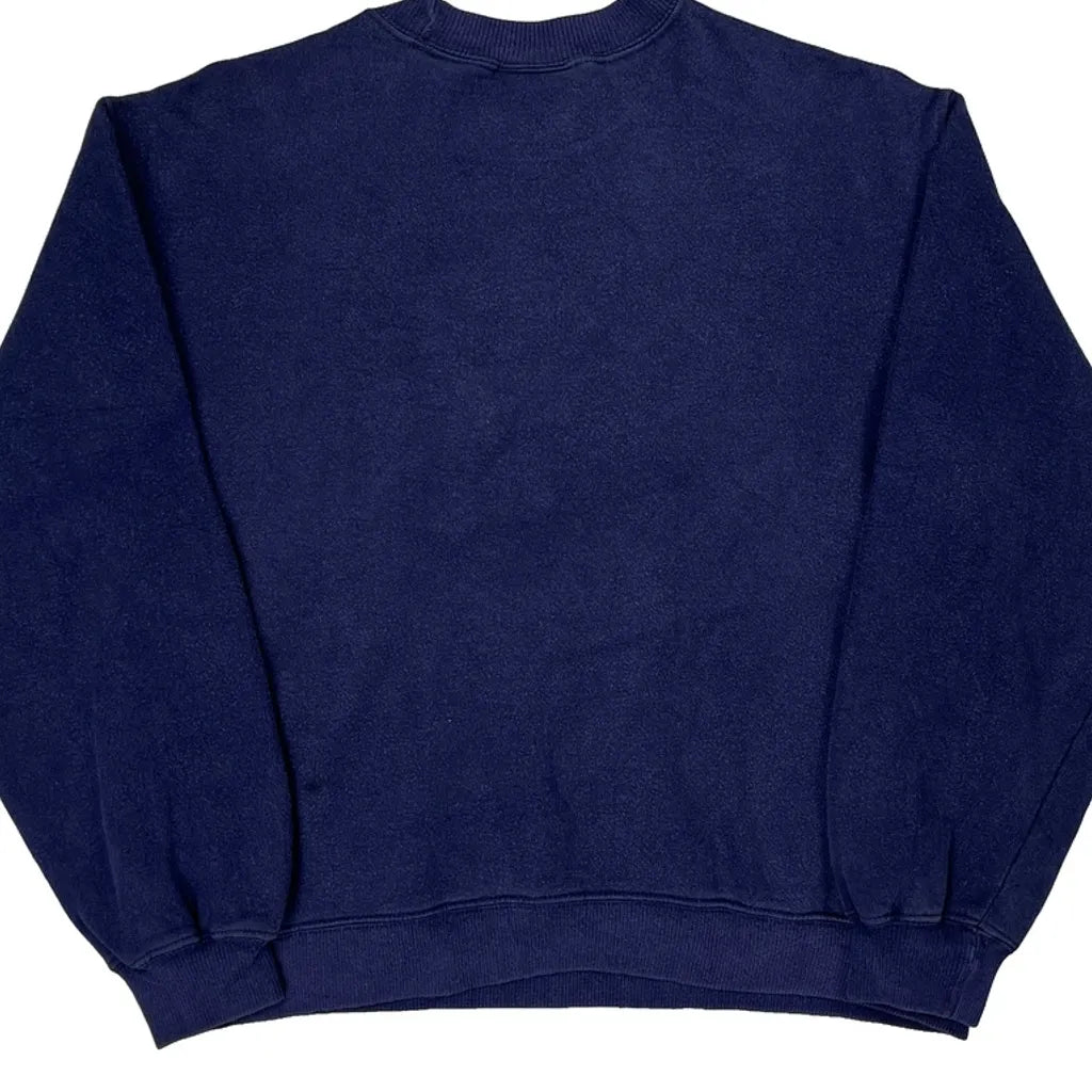 90S Adidas Embroidered Graphic Sweatshirt - Medium Blue Cotton