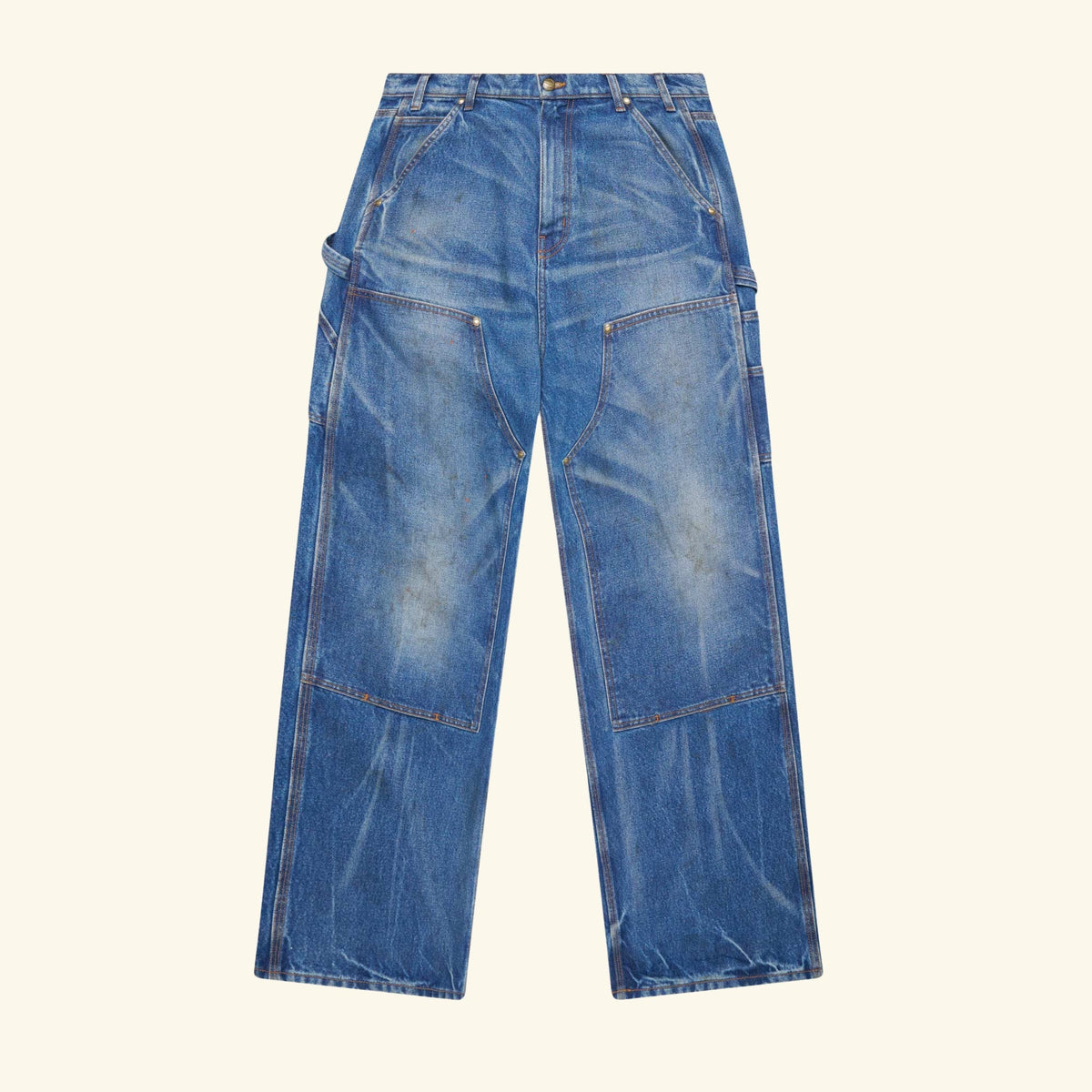 Wide-Leg Double Knee Pants (Denim)