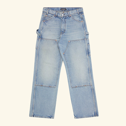 Wide Leg Denim Double Knee