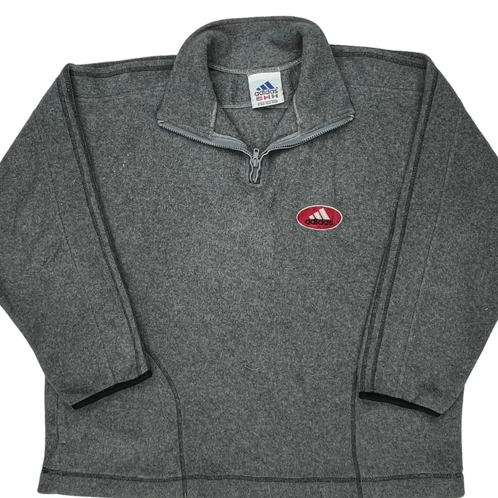 Adidas 1/4 Zip - Large Gray Polyester