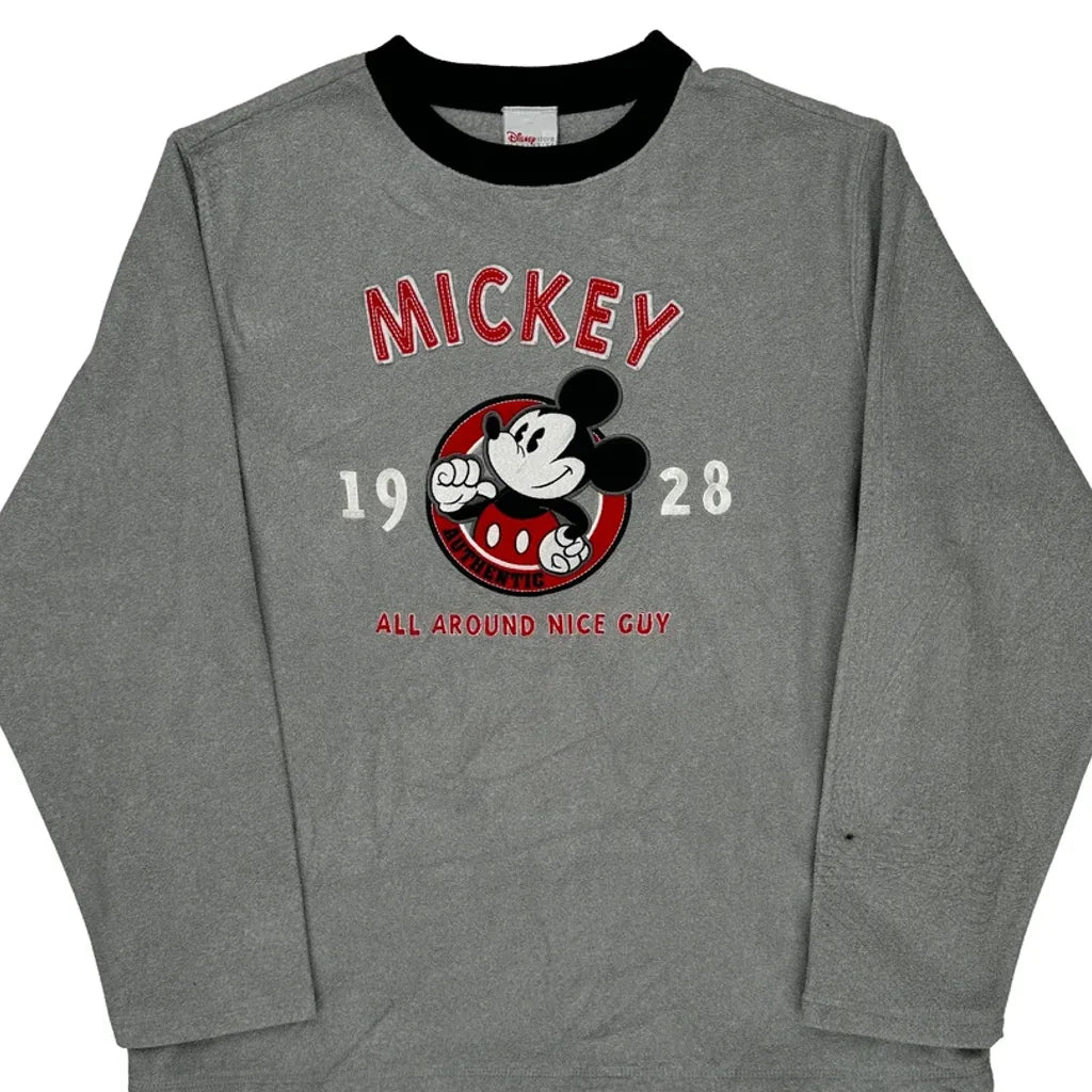 Mickey Mouse Disney Cartoon Long Sleeve T-Shirt - Medium Gray Polyester