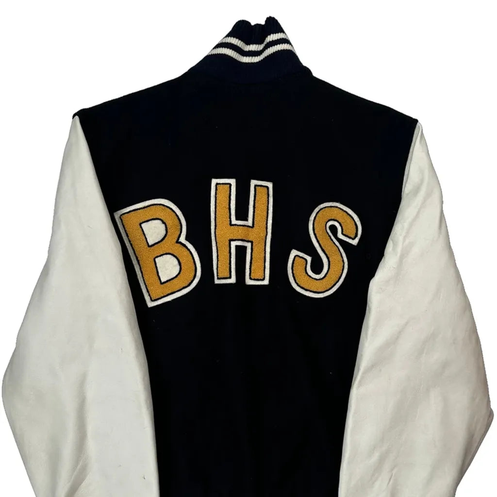 Bialik High School Bhs College Varsity Jacket - Medium Black Wool Blend