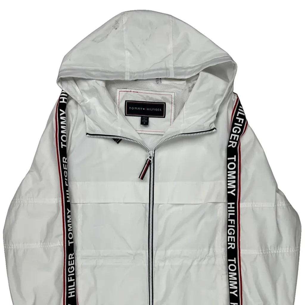 None Tommy Hilfiger Spellout Windbreaker - Large White Polyester