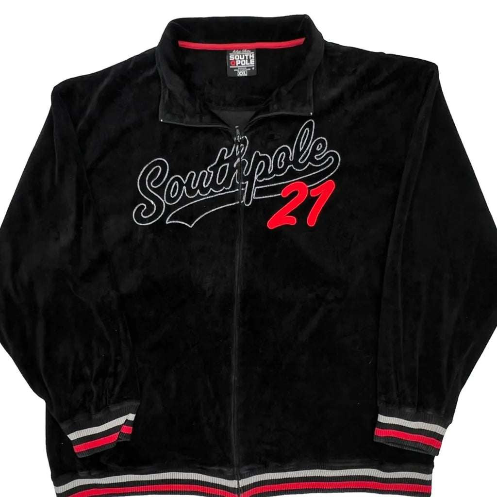 Southpole Velvet Zip Up - 2XL Black Polyester