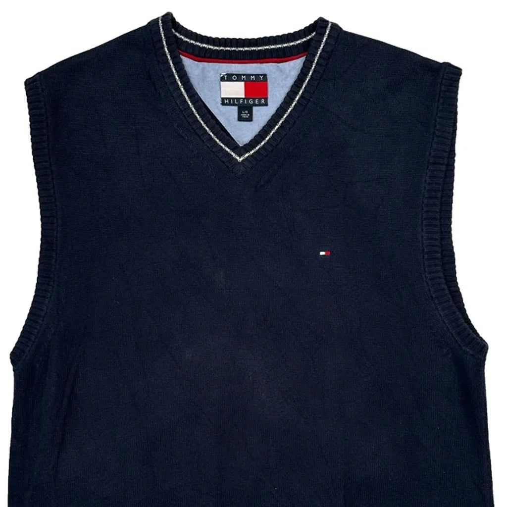 Tommy Hilfiger Sweater Vest - Large Navy Cotton