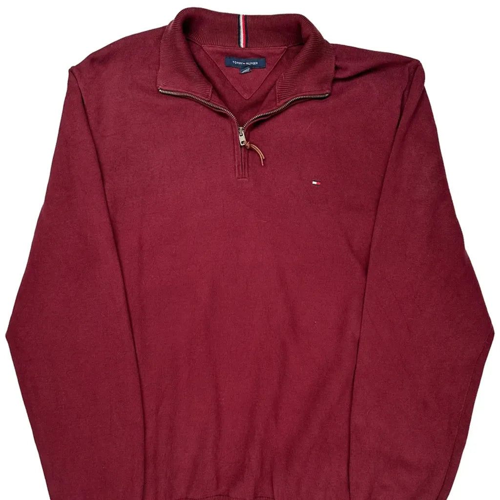 Tommy Hilfiger 1/4 Zip - XL Burgundy Cotton