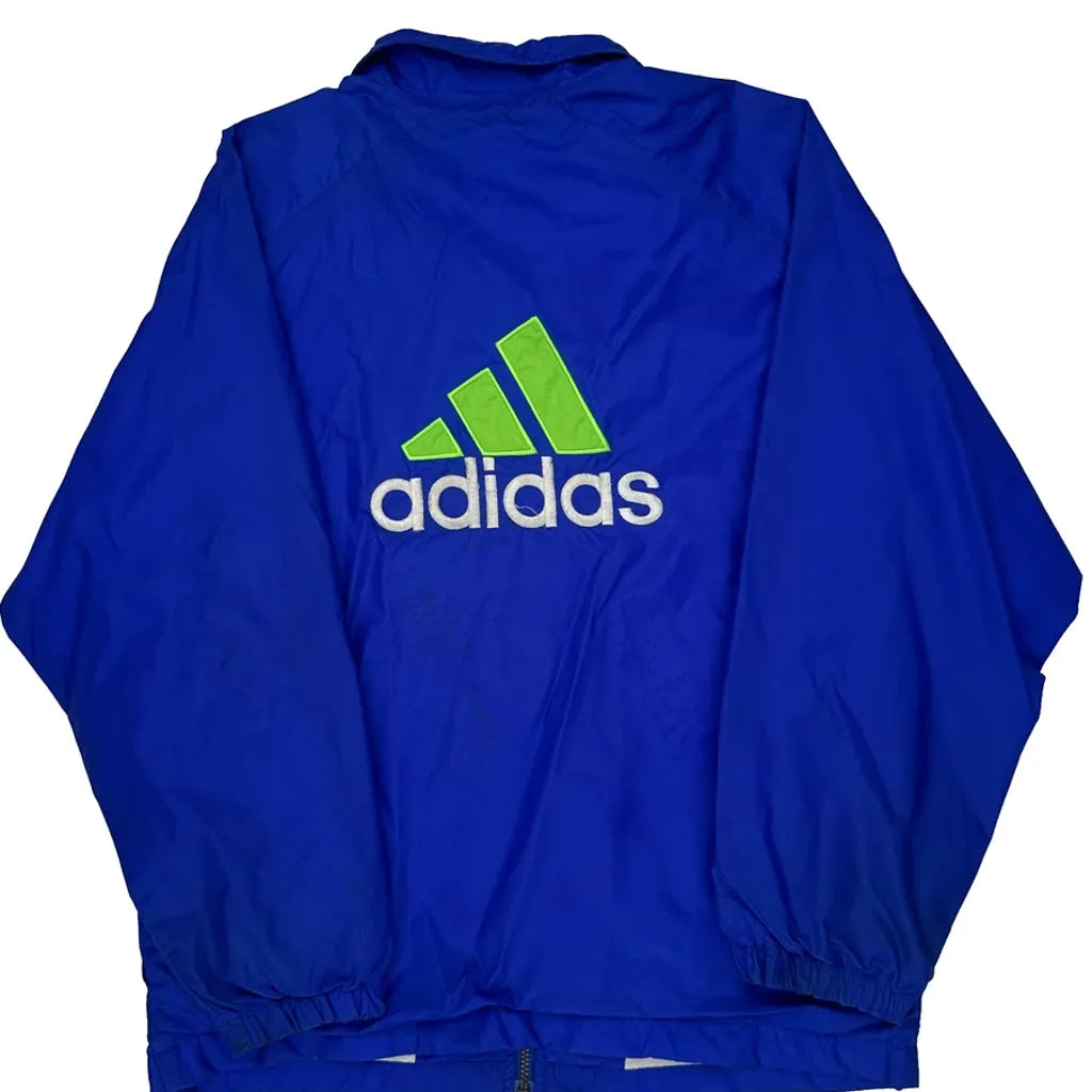 Adidas Windbreaker - Large Blue Nylon