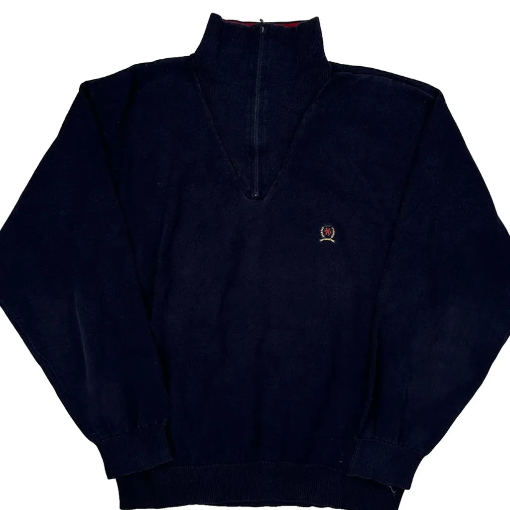 Tommy Hilfiger 1/4 Zip - Large Navy Cotton