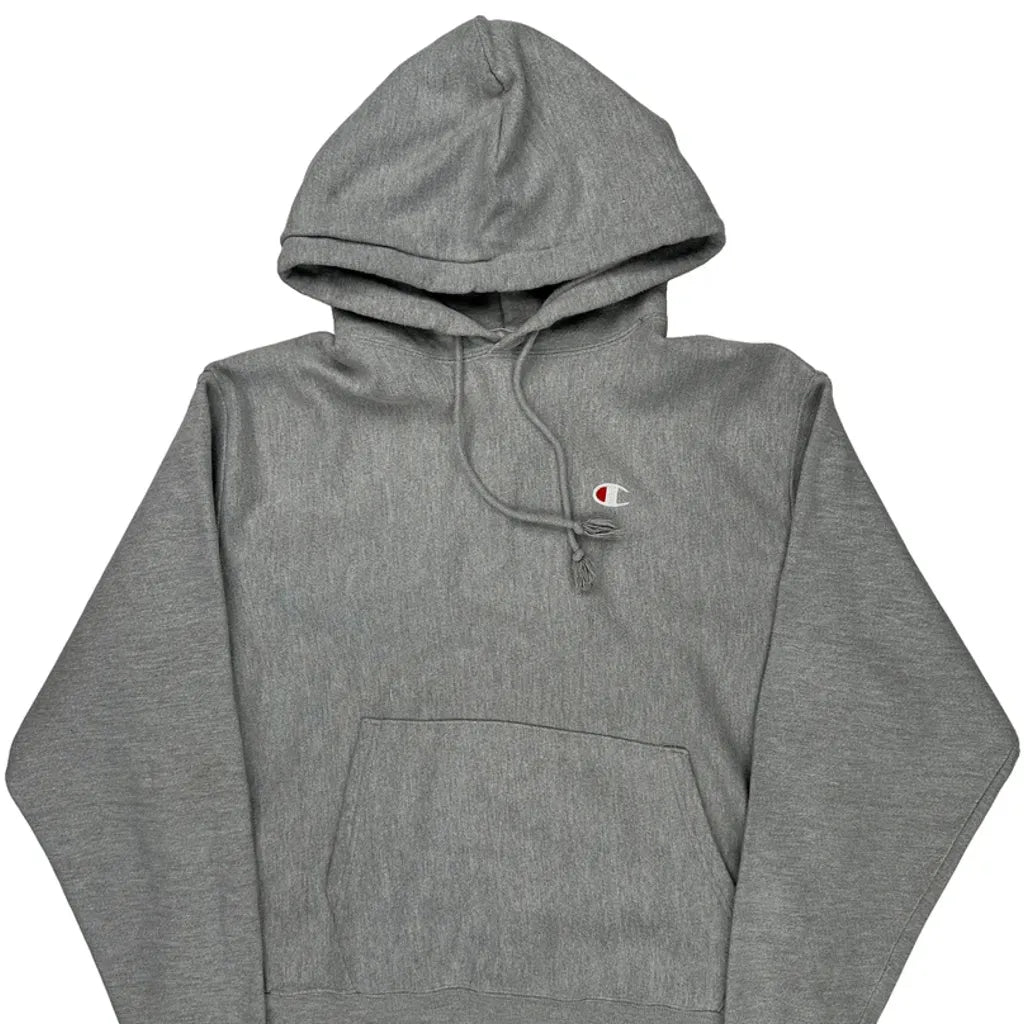 Reverse Weave Champion Hoodie - Large Gray Cotton Blend