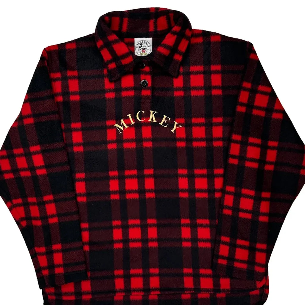 Mickey Mouse Mickey & Co. Checked Flannel Shirt - Large Red Polyester