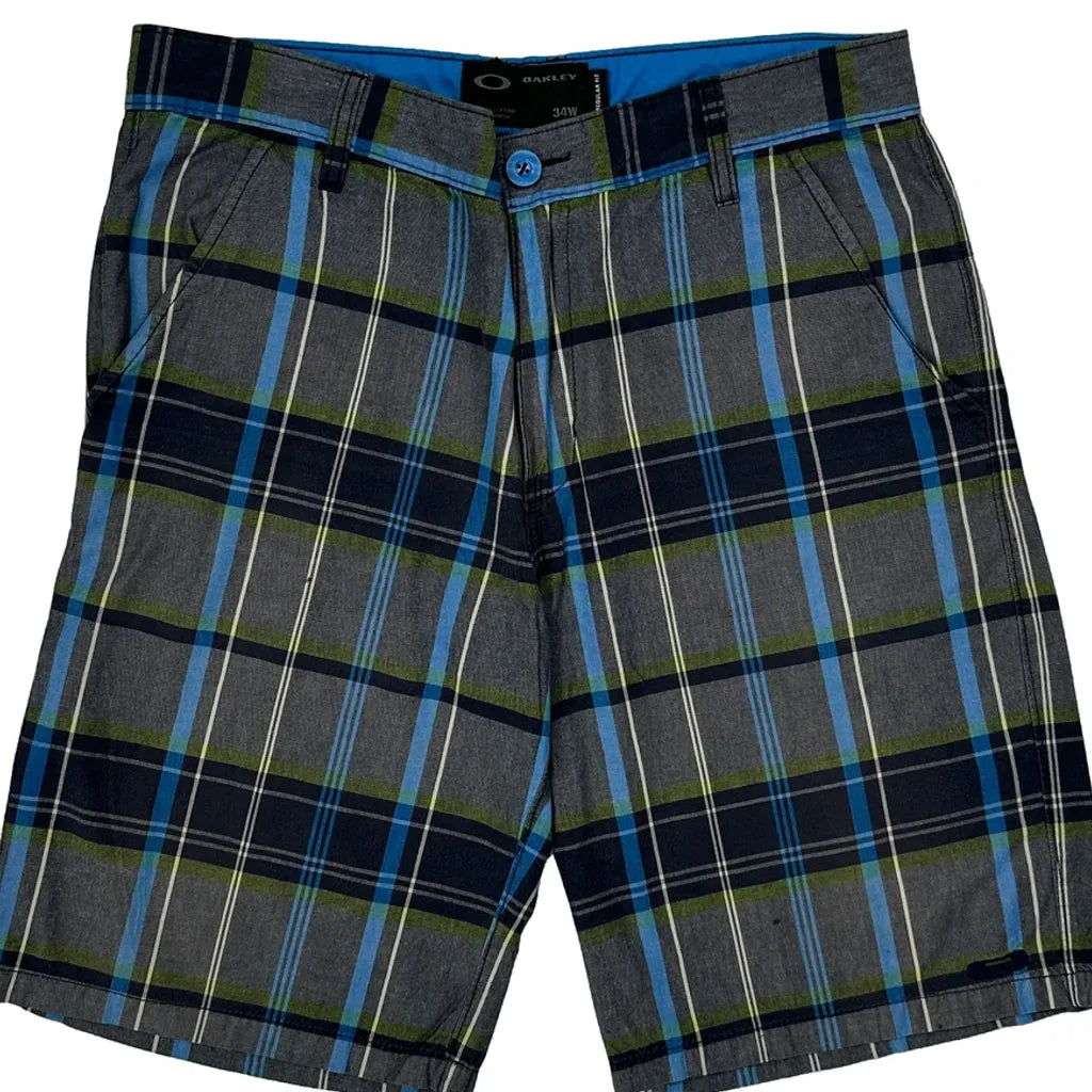 Oakley Checked Chino Shorts - 34W 10L Gray Cotton