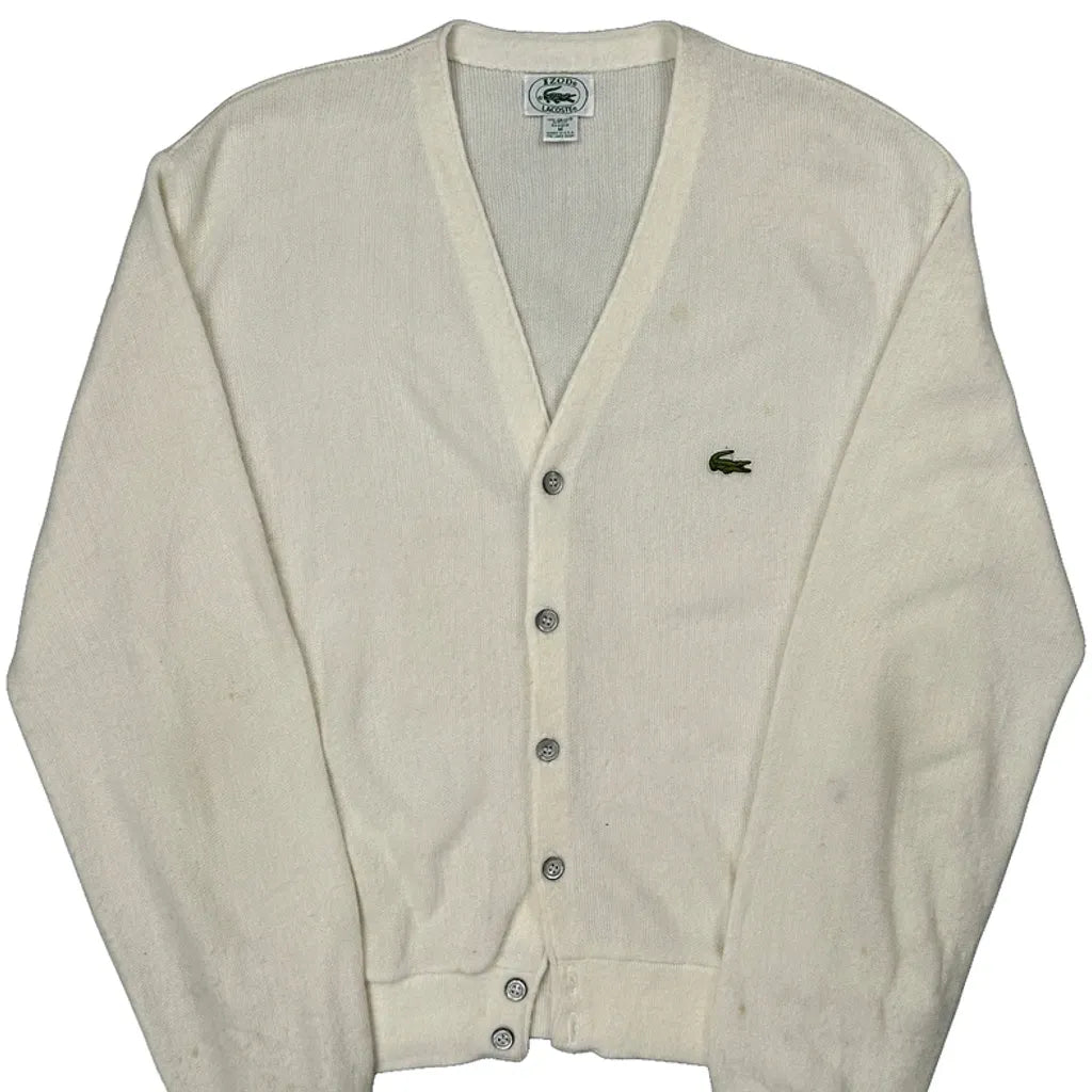 Made In USA Lacoste Izod Cardigan - Medium White Acrylic