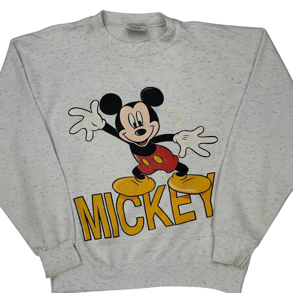 Mickey Mouse Disney Cartoon Sweatshirt - Large Gray Cotton Blend