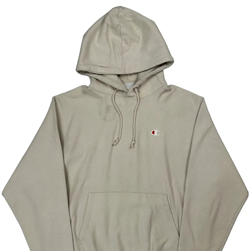 Reverse Weave Champion Hoodie - Large Beige Cotton