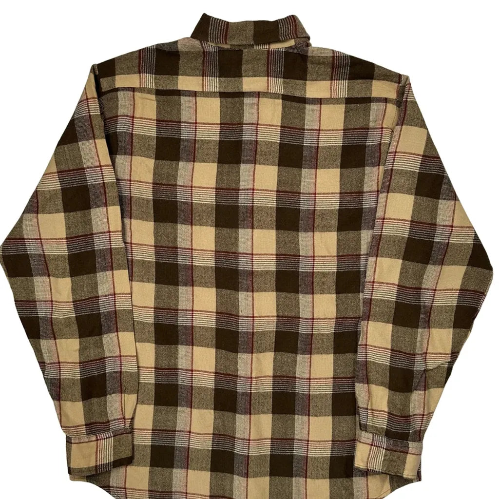 Sears Checked Flannel Shirt - Large Brown Cotton