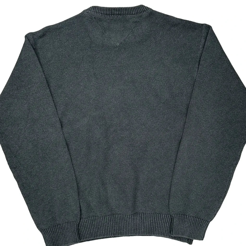 Tommy Hilfiger Chunky Knit Sweater - Large Gray Cotton