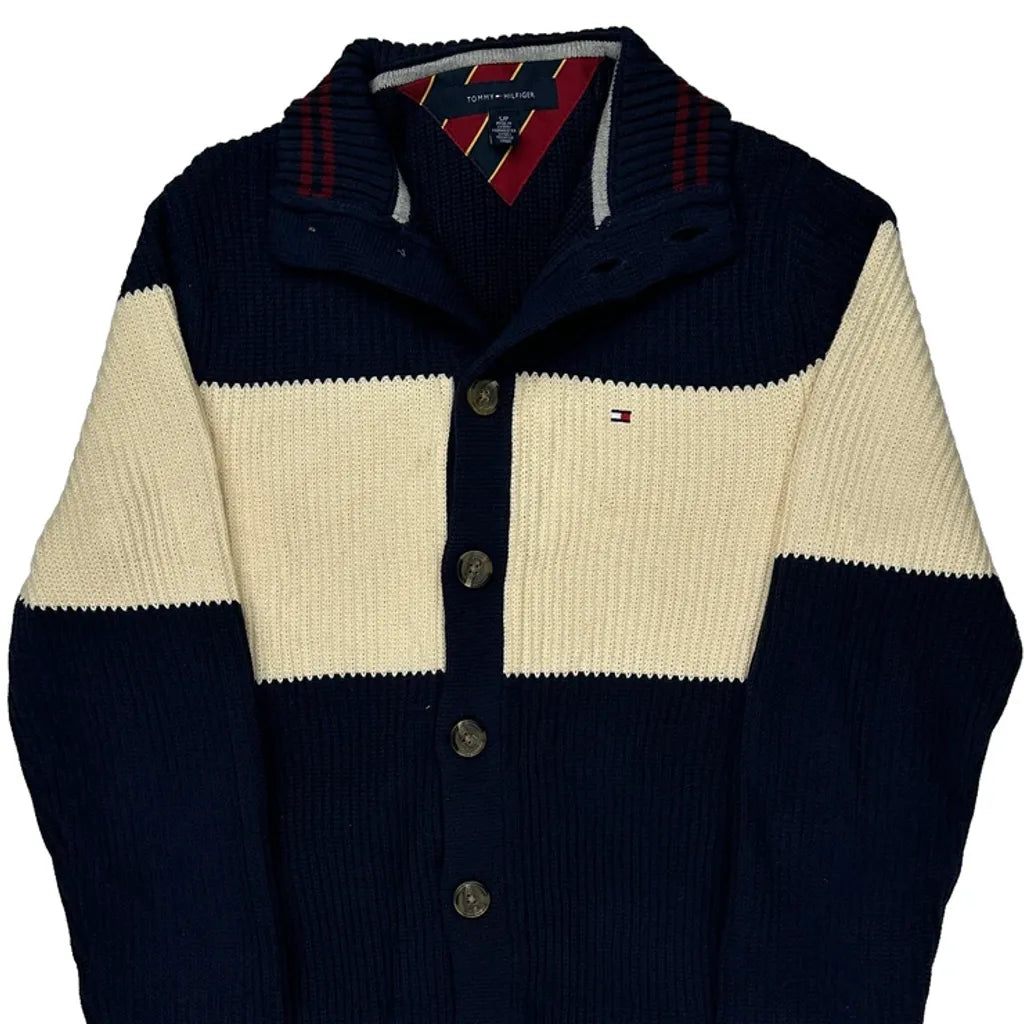 Tommy Hilfiger Striped Cardigan - Small Cream Cotton