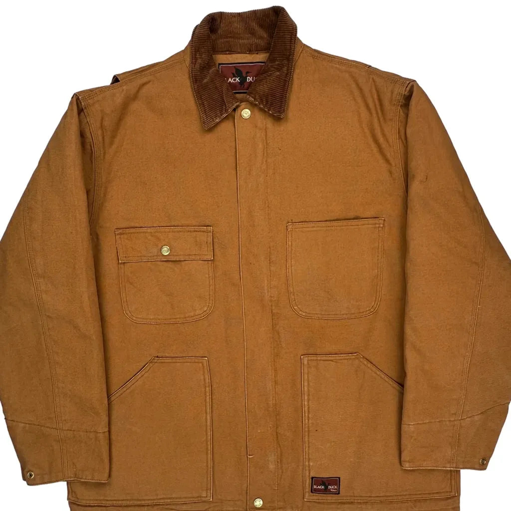 Black Duck Detroit Workwear Chore Jacket - Large Brown Cotton