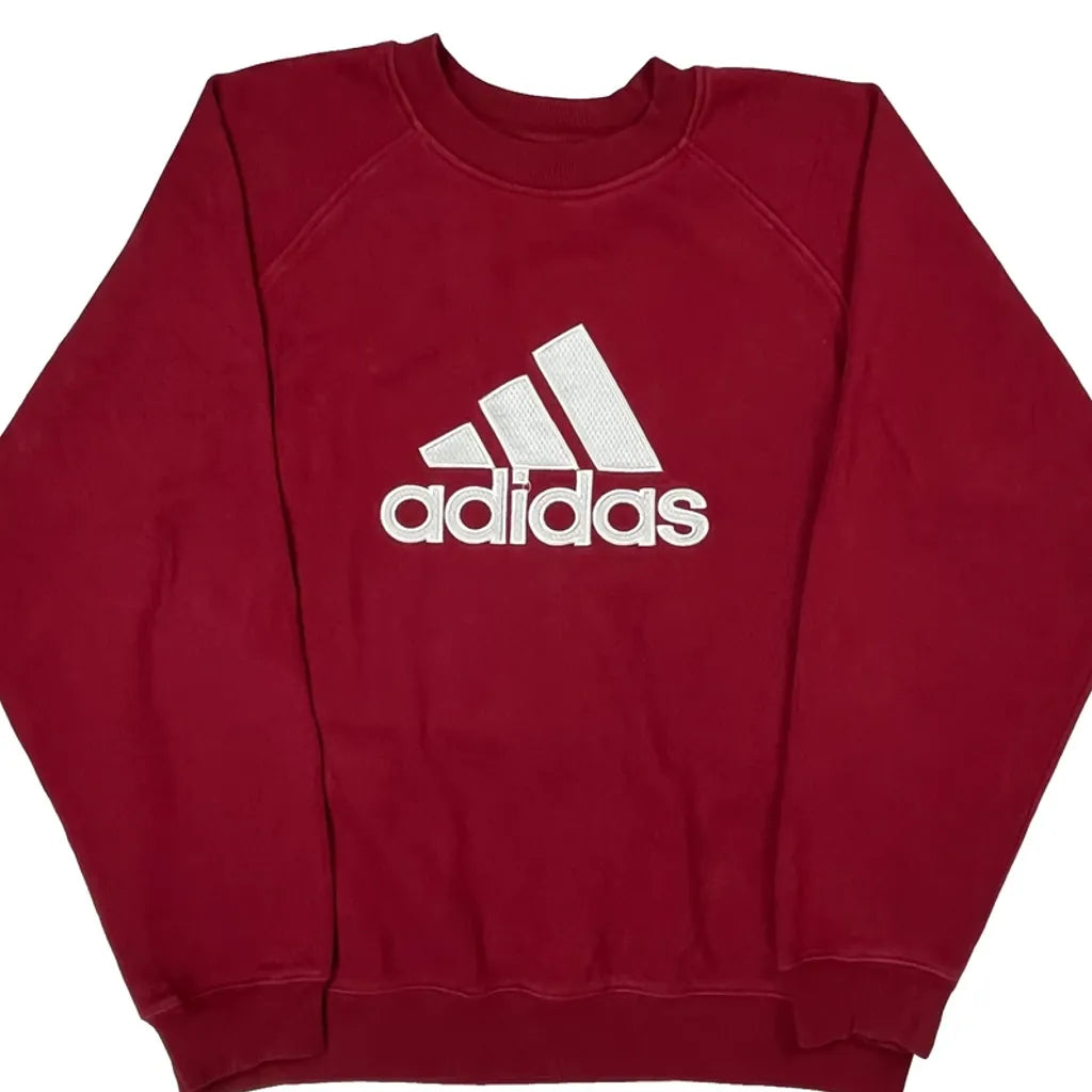 Adidas Raglan Graphic Sweatshirt - XL Red Cotton