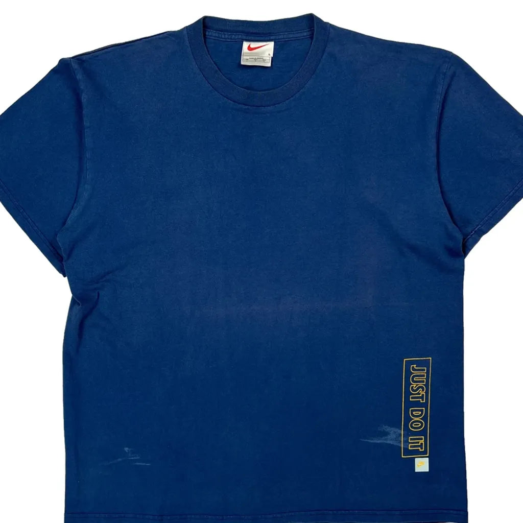 Nike Graphic T-Shirt - Large Blue Cotton