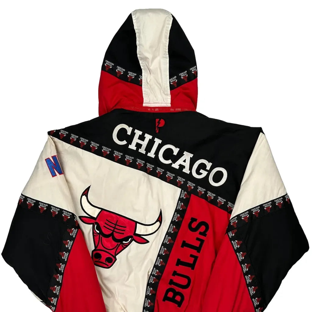 90S Chicago Bulls Pro Player Nba Hooded Graphic Jacket - Large Multicoloured Polyester