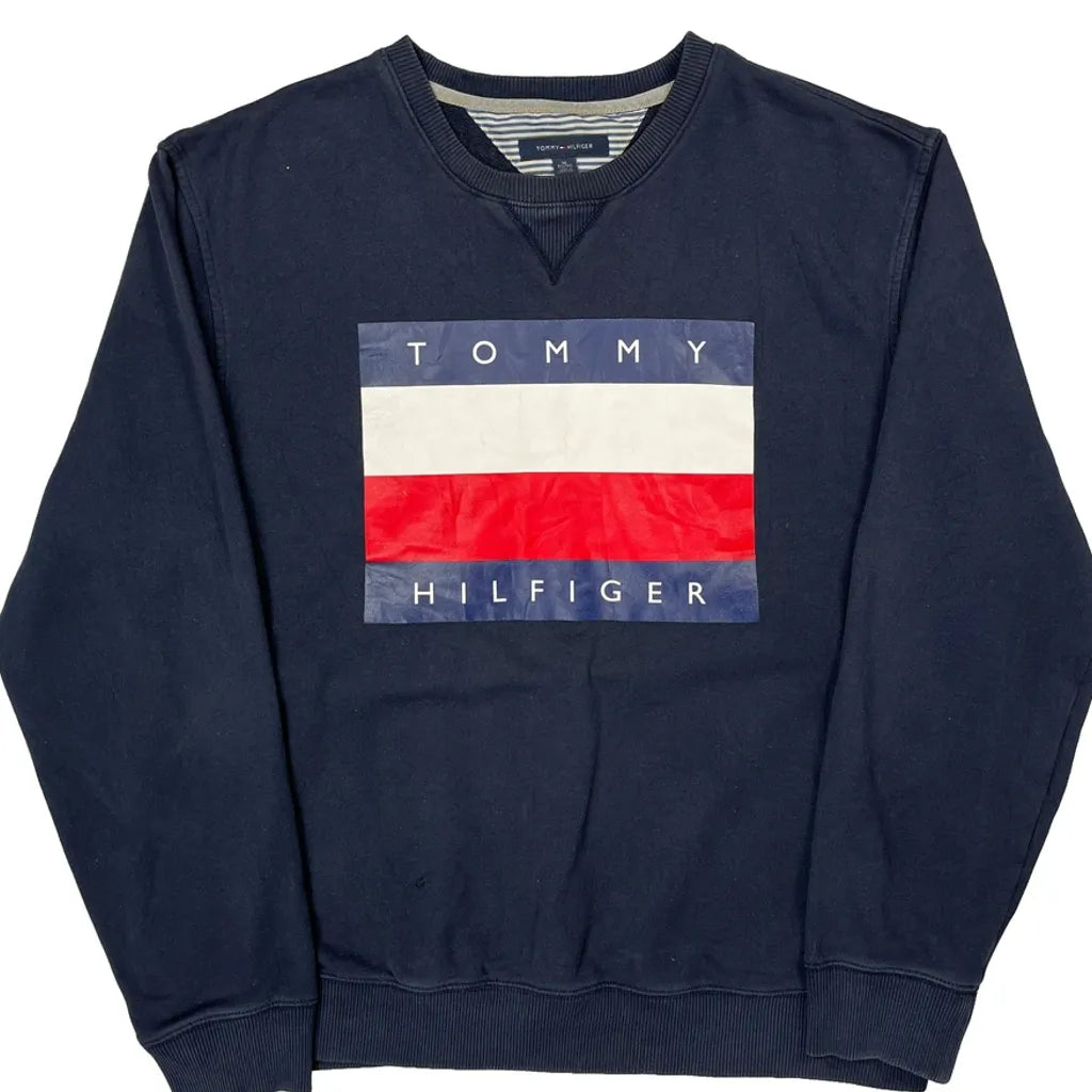 Tommy Hilfiger Graphic Sweatshirt - XL Navy Cotton
